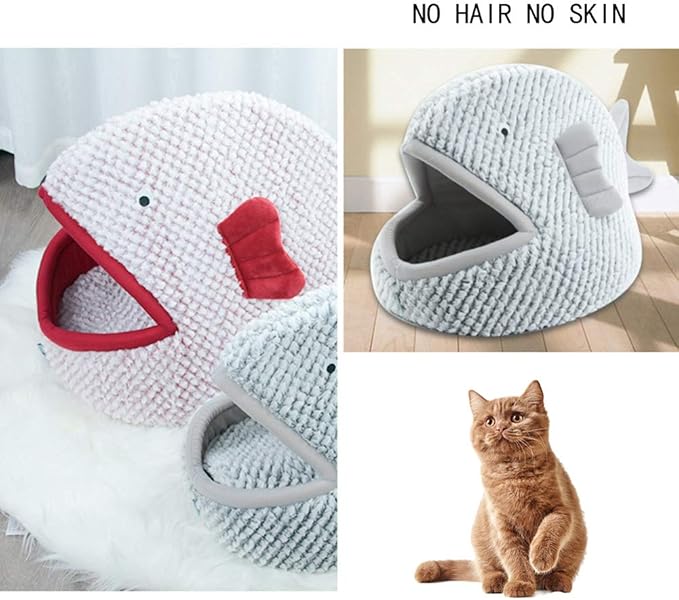 La La Pet® Plush Cat Bed Cave Calming Washable Pet House Bed Selfwarming Pet Bed Foldable Cat Sleep Tent Dog Nest Soft Puppy House Bed for Cats and Small Dogs(Red,L)