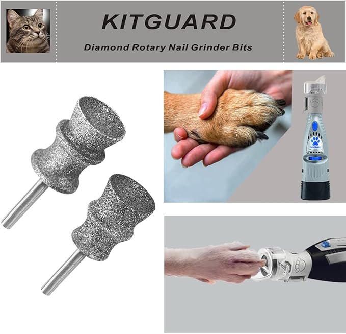 Diamond Dremel Dog Nail Grinder Bits for Rotary Tool-1/8'' Dremel Dog Nail Grinder Attachment-Pet Nail Grinder Bit Work for Animals Nail Care 2-Pack (A&B)