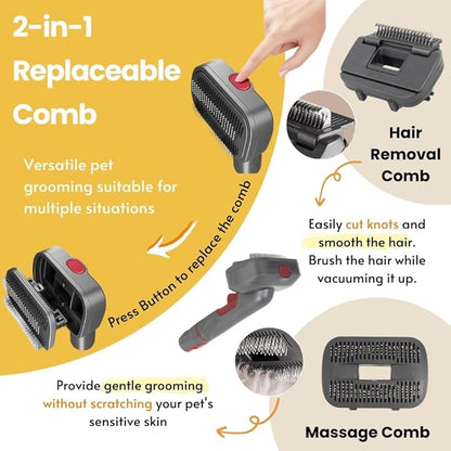 Compatible with Dyson V7 V8 V10 V11 V15,Dog Cat Brush for Shedding and Grooming,with Two Heads,Massage the skin,Easy to Clean Comb for Long or Short Haired Pets,Pet Brush Kit,Gift Box