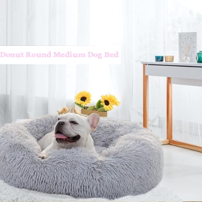 nononfish Dog Beds for Medium Dogs Washableï¼28 inches Gray Calming and Anti Anxiety Fits up to 45 lbs Pets Beds for Medium Dog.