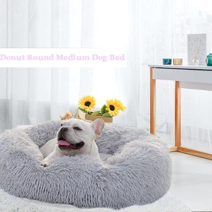 nononfish Dog Beds for Medium Dogs Washableï¼28 inches Gray Calming and Anti Anxiety Fits up to 45 lbs Pets Beds for Medium Dog.