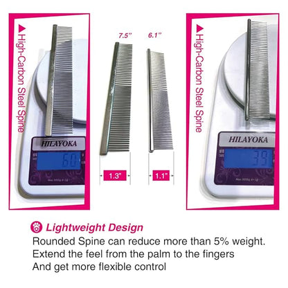 6.1" Comb with Rounded Ends Spine, Pet Comb for Professional Groomer Tool, for Short to Medium Haired Dog, Cat and other pets.