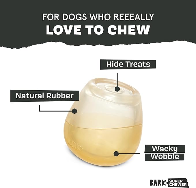 Barkbox Tipsy Rosé Rubber Wine Dog Toy  Treat Dispensing Dog Toys  Puppy and Pet Toys for Medium to Large Dogs