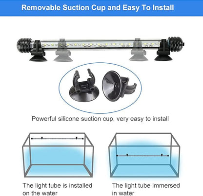 VARMHUS Submersible LED Aquarium Light,Fish Tank Light with Timer Auto On/Off Dimming Function,3 Light Modes Dimmable White-Blue,10 Brightness Levels Optional&3 Levels of timed Loop Function 7.5''