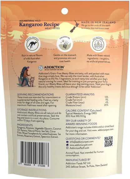 Addiction Meaty Bites All Life Stages Grain-Free Premium Kangaroo Dog Treats - 4 Ounces
