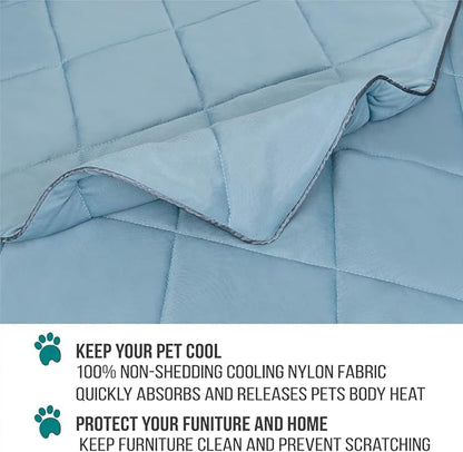 PetAmi Premium Cooling Dog Blanket | Lightweight Fluffy Pet Throw Blanket Bed Cover for Dogs, Cat, Puppies | Pet Blanket Furniture Protector Couch Sofa | Reversible Fuzzy Cozy | 90x90, Dusty Blue