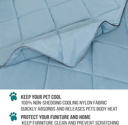 PetAmi Premium Cooling Dog Blanket | Lightweight Fluffy Pet Throw Blanket Bed Cover for Dogs, Cat, Puppies | Pet Blanket Furniture Protector Couch Sofa | Reversible Fuzzy Cozy | 40x60, Dusty Blue