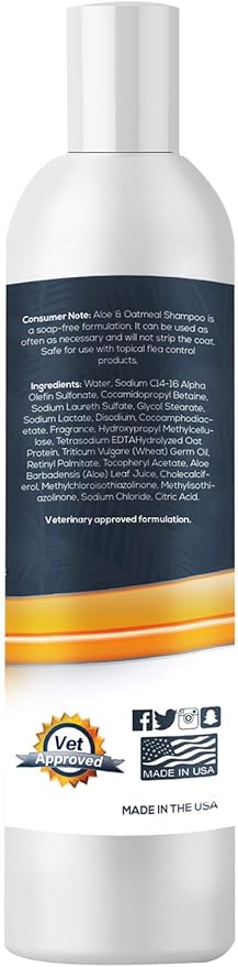 Jungle Pet Aloe Oatmeal Shampoo for Dogs - Sensitive Skin Dog Shampoo Oatmeal - Natural Dog Shampoo Sensitive Skin - Hypoallergenic Pina Colada Dog Oatmeal Shampoo - 12 oz