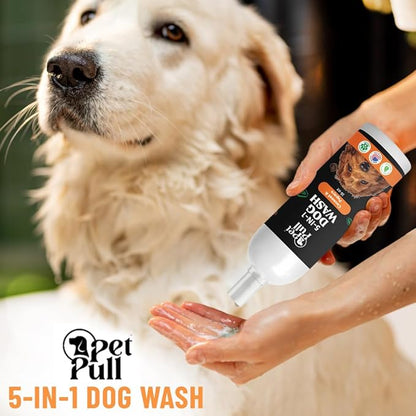5-in-1 Dog Wash - Plant Based Dog Grooming Supplies for Dogs Cleanses - Skin Care Dog Wash Shampoo - Sulfate Free, All Natural Puppy Wash -Coconut and Papaya Scent -Made in USA (16 Fl Oz)