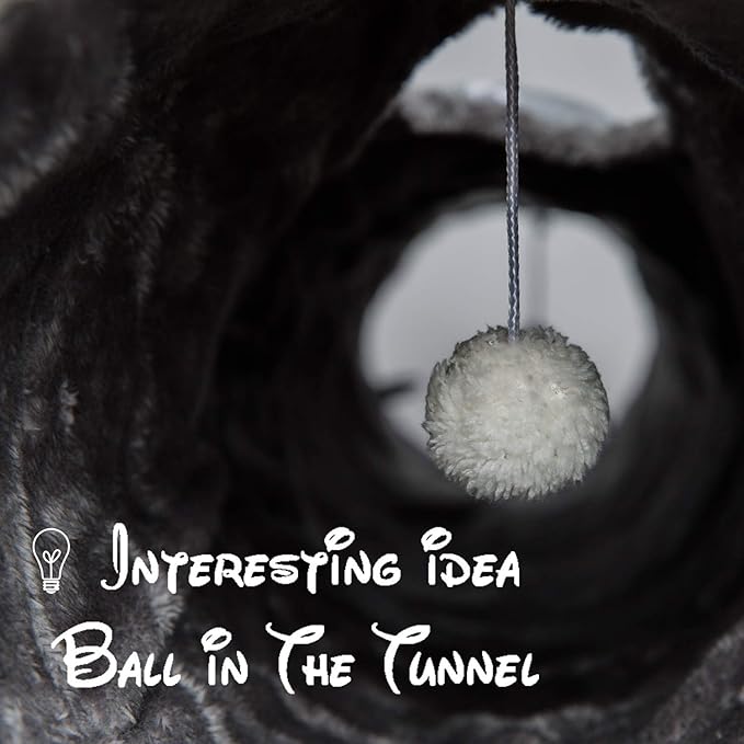 LUCKITTY Geometric Straight Cat Tunnel with Plush Inside,Cats Toys Collapsible Tunnel Tube with Balls, for Rabbits, Kittens, Ferrets,Puppy, Diameter 9.8 Inch