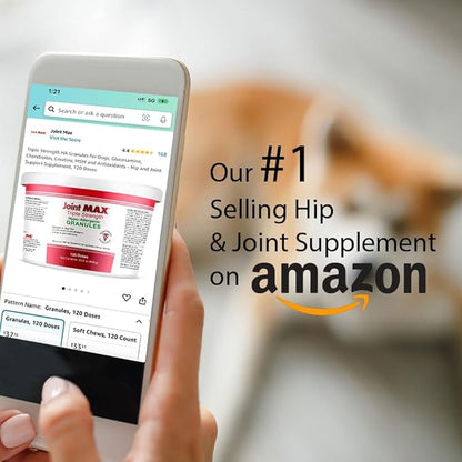 Triple Strength HA Granules for Dogs, Glucosamine, Chondroitin, Creatine, MSM and Antioxidants - Hip and Joint Support Supplement, 120 Doses