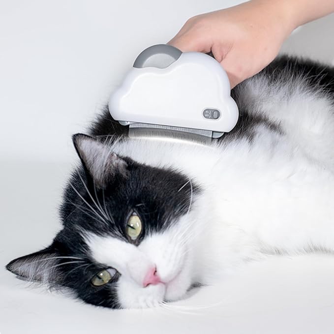 3-in-1 Cat & Dog Grooming Brush Rotatable, Dog Brush for Shedding, Stainless Steel Metal Undercoat Comb & Grooming Comb Removes Static and Reduces Shedding, White - Medium size