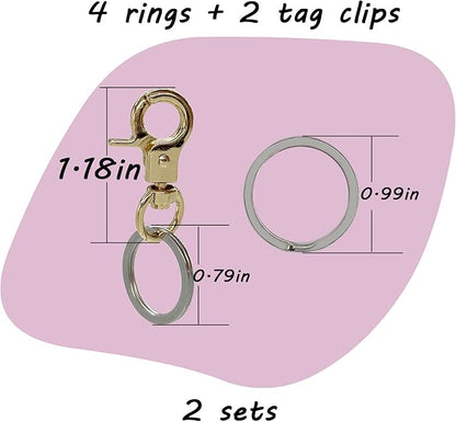 Dog Tag Clips 2 Pack Easy Change for Pet ID Tag Quick Clips Small Medium Large Dogs and Cats Collars|Gold|