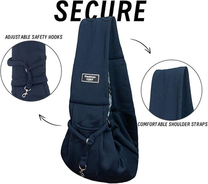 Dog and Cat Sling Carrier, Dog Carrier with Adjustable Opening Strap, Travel Bag for Small Dogs and Cats, Outdoor Travel Sling Carriers (Blue)