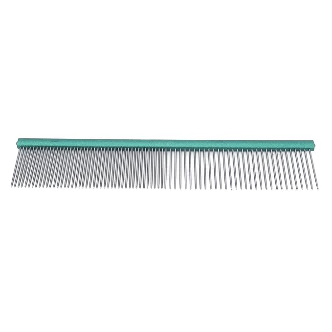 Greyhound Comb For Dogs, Metal Comb For Dogs Metal Dog Comb Cat Comb For Removing and Knots Dog Combs with Rounded Ends Grooming Tool For Long Short Haired Dog (Green