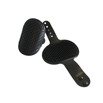 2Pcs Pet Brushes Dog Bath Brushes Cat Massage Bath Pet Cleaning Gloves with Adjustable Ring Handle,Black