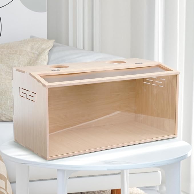 31.5 inch Wooden Hamster Cage, Large Habitat, Openable Top, Transparent Acrylic for Interior View, Ventilated, Easy to Clean, for Syrian Hamster, Dwarf Hamster, Gerbil, Other Small Pet Animals