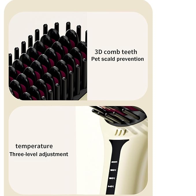 Electric Pet Hair Styling Beauty Comb, Dog Grooming Brush, Negative Ion Function & Adjustable Temperature, Safety Protection, Animal Hair Straightener