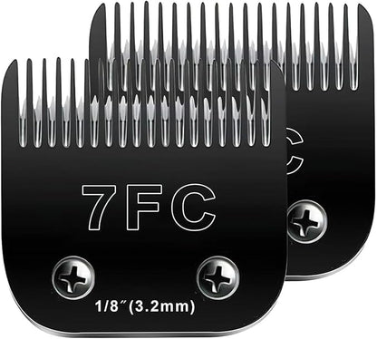 2PCS 7FC Blades Dog Grooming Blades Compatible with Andis Dog Clippers Blades,Dog Clipper Blades Compatible with Oster A5,Wahl km10 Dog Clippers for Animal Dog Cat Horse