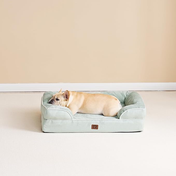 EHEYCIGA Orthopedic Large Dog Bed, Waterproof Memory Foam, Non-Slip Bottom, Sage Green, 35"L x 22"W x 6.5"Th