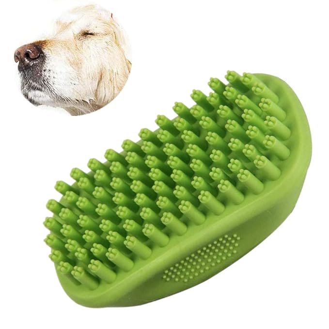Dog Bath Brush for Grooming Deshedding Washing Massaging Scrubber Dogs & Cat Brush, Short/Long Hair Rubber Dog Brush Cleaning Grooming Pet Brush Green (No Handle)