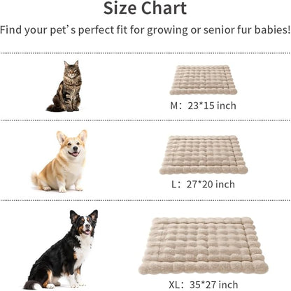 Dog Beds Mats Cat Bed Mat Plush Faux Fur Puppy Pad with Anti-Skid Bottom Cozy Kitten Bed for Carriers/Floor Dog Friendly 27 x 20 Inch Large Coffee