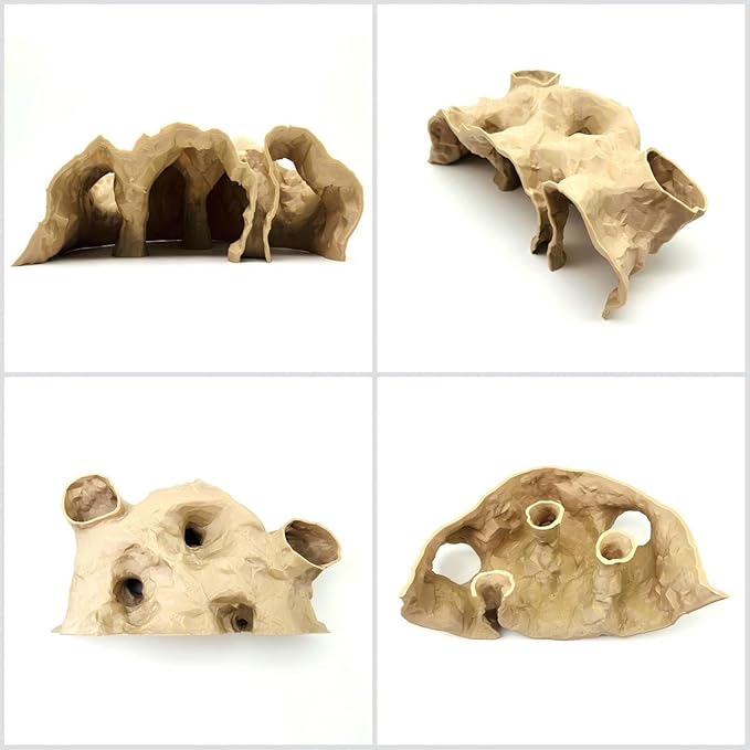 Aquarium Decor, 3D Printed Natural Tunnel Pleco Cave, Fish Hideout Decor for Cichlid, Clown Loach & Kuhli Loach (Black)