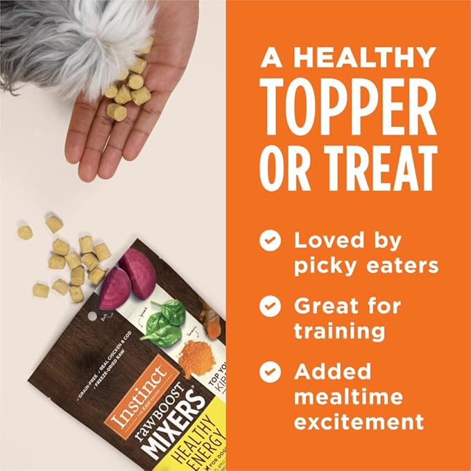 Instinct Raw Boost Mixers Freeze Dried Dog Food Toppers For Dry Food, Grain Free Dog Food Toppers with Chicken For Dogs - Healthy Energy, 5.5 oz