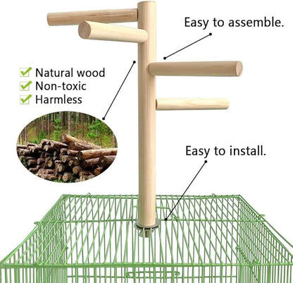 Bird Perch Stand Toy Natural Wood Parrot Perch Parakeet Cage Top Wooden Branches for Standing Toys for Small Medium Parrots Conure Budgie Lovebirds