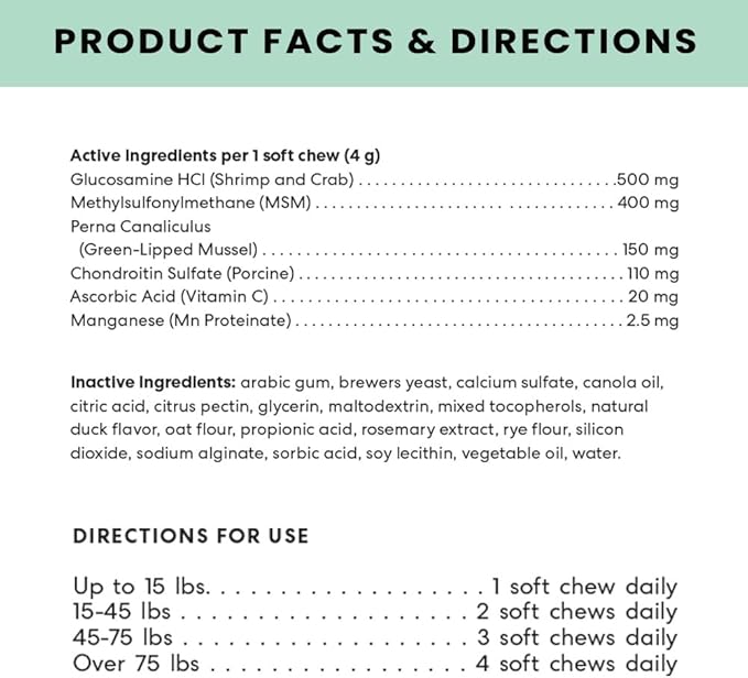 The Pets Table Hip & Joint Soft Chews Duck Flavored Mobility Supplement for Dogs, Joint Support Supplement with Glucosamine, 60 Chews for Healthy Joints and Mobility