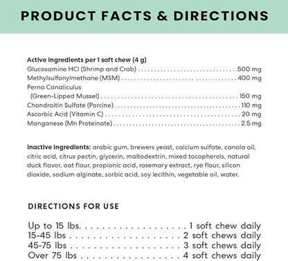 The Pets Table Hip & Joint Soft Chews Duck Flavored Mobility Supplement for Dogs, Joint Support Supplement with Glucosamine, 60 Chews for Healthy Joints and Mobility