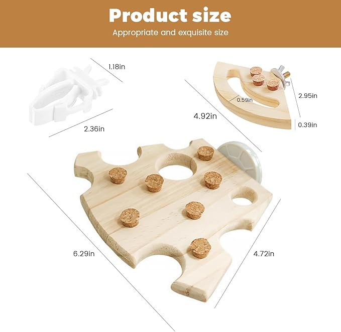 Bird Chew Toy with Screw Mount – Wooden Foraging Toy for Parrots, Cockatiels, Conures, Budgies, Finches, Small to Medium Birds, Secure Cage Attachment, Safe and Durable Design (Cheese)