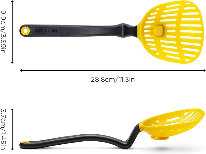 Dreamfarm Lestrain 2-in-1 Drip-Catching Sit-Up Slotted Cooking Spoon Scoop & Strainer - 11" Yellow