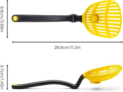 Dreamfarm Lestrain 2-in-1 Drip-Catching Sit-Up Slotted Cooking Spoon Scoop & Strainer - 11" Yellow
