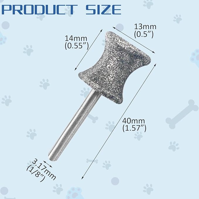 Diamond Rotary Nail Grinder Bits for Dog, 2PCS Diamond Dog Nail Grinder Head for Dremel,1/8" Replacement Grinder Wheel Pets Nail Grooming Tools for Medium Large Dogs