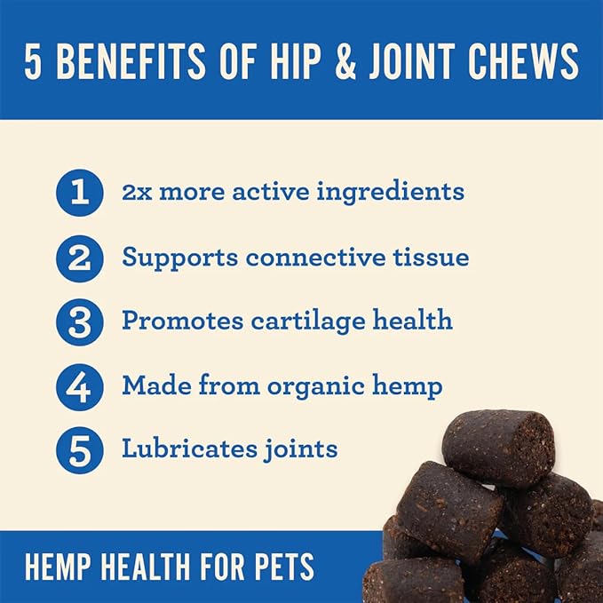Hemp Well Hip and Joint Soft Chews  Supports Mobility and Promotes Healthy HIPS and Joints for Dogs, Organically Sourced (60 Count)
