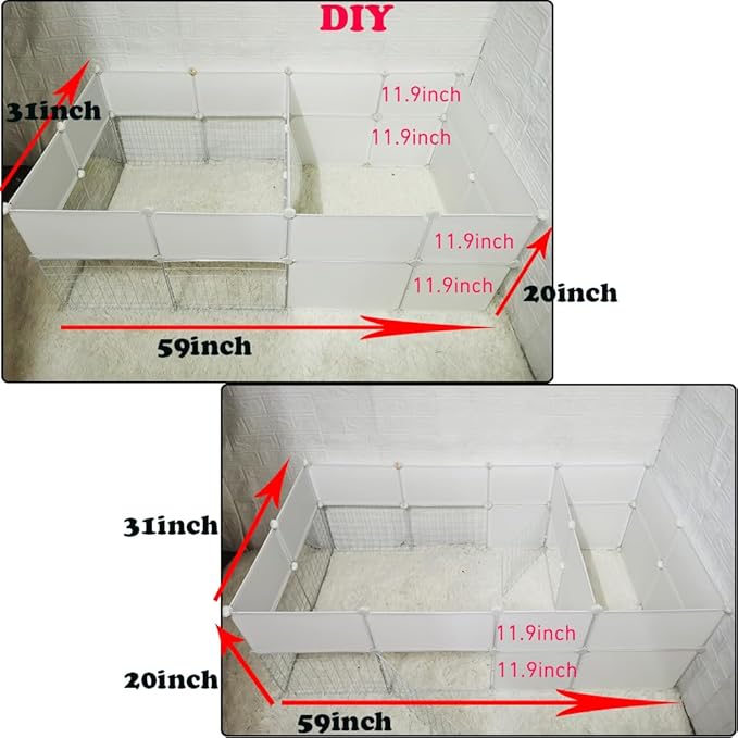 Dog Playpen Indoor with Door, DIY Puppy Play Pen Portable Metal Wire Yard Fence Small Animal Exercise Cage for Small-Sized Dog (White(Middle)