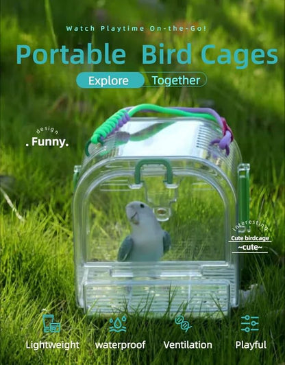Portable Plastic Bird Cages Lightweight Waterproof Ventilated Travel Bird Cage for Pets Ideal for Outdoor Use Easy to Carry Bird Carrier Perfect for Small Birds and Budgies (Purple)