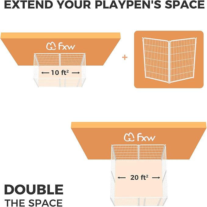 FXW Homeplus Dog Playpen for Indoor Use - Stress-Free and Safe Play, Heavy Duty 45 Inch 2 Panels Dog Pen for Large Dogs, White_atented