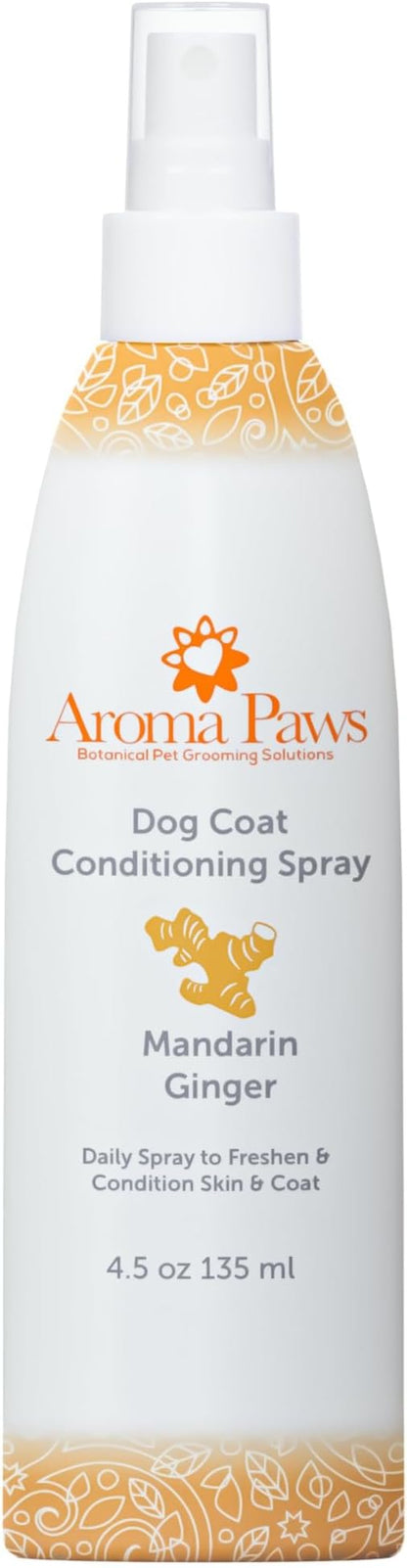 Scented Dog Coat Spray – Cleansing, Conditioning, Moisturizing – Toxin Free, Healthy Ingredients – Aromatic Grooming Puppy Spray – Loosens Knots, Tangles – 4.5 Oz., Mandarin Ginger