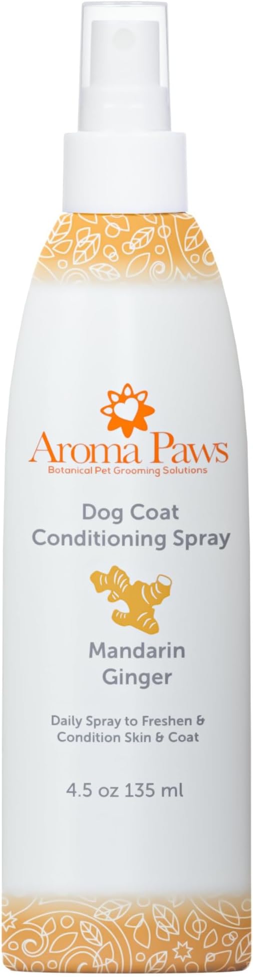 Scented Dog Coat Spray – Cleansing, Conditioning, Moisturizing – Toxin Free, Healthy Ingredients – Aromatic Grooming Puppy Spray – Loosens Knots, Tangles – 4.5 Oz., Mandarin Ginger