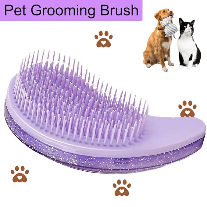 Puppy Brush, Soft Dog Brush for Grooming, Puppy Hair Remover Brush Comb, Grooming Tool for Poodles,Teddy, Yorkies, Maltese, Shih Tzu, Chihuahua, Starry Purple