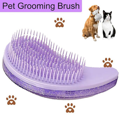 Puppy Brush, Soft Dog Brush for Grooming, Puppy Hair Remover Brush Comb, Grooming Tool for Poodles,Teddy, Yorkies, Maltese, Shih Tzu, Chihuahua, Starry Purple