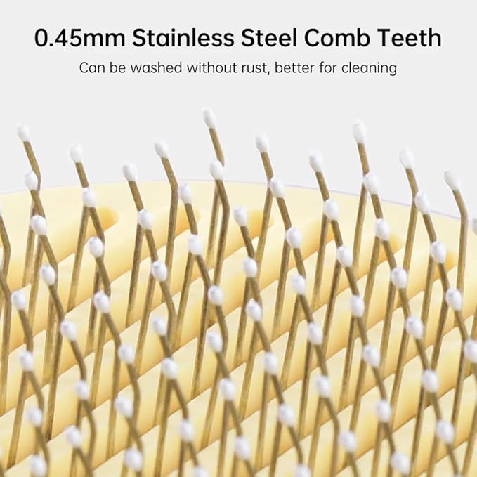 Pet Hair Brush with Release Button, Self Cleaning Cat Brush Pet Comb for Shedding Pet Hair Brush for Grooming Long and Short Hair Cats Dogs - Yellow