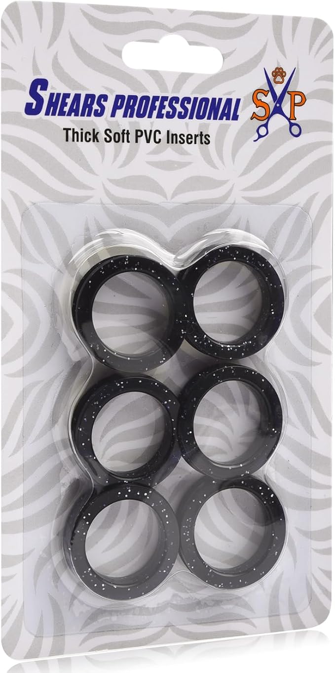 6 pcs Soft Silicone Finger Rings, Barber Hair Scissors Shears Rings Insert, Accessories for Barber Dog Scissor Ring (Black)