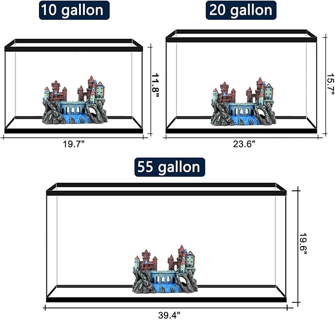 Aquarium Castle Decoration for Fish Tank Castle Cave Hideouts House Plants Supplies Accessories Safe for Freshwater and Saltwater Fish Tanks – Medium (Brown)