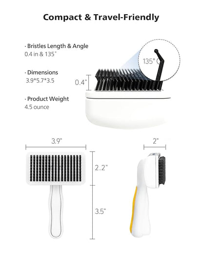 [PETHROOM] Healing Slicker Brush | Pet Brush | Dogs & Cats | Goldendoodle Brush | Coated Tips for Gentle Grooming | Dog Brush for Shedding | Long-Haired or Curly-Haired Dogs, White & Yellow