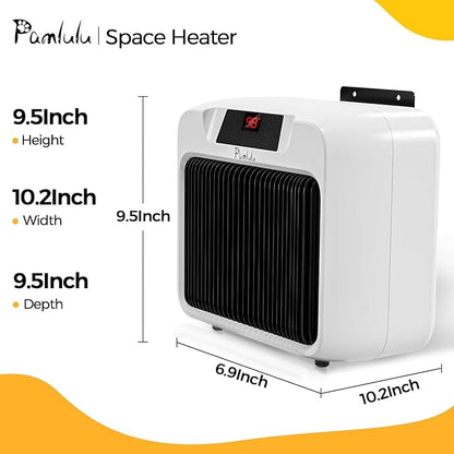 600W Dog House Heater, Space Heater for Dogs Chicken Coop Rabbits, Portable Dog House Heater with Digital Display, White Wall-Mounted Insulated Winter Pet Heater with Thermostat & Anti-Chew Cord