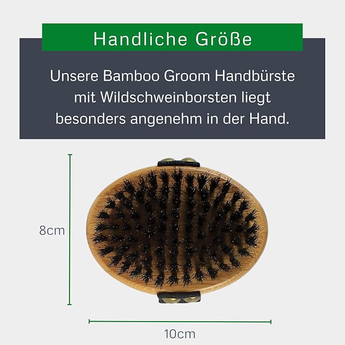 alcott Bamboo Groom Palm Brush with Boar Bristles for Pets
