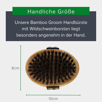 alcott Bamboo Groom Palm Brush with Boar Bristles for Pets